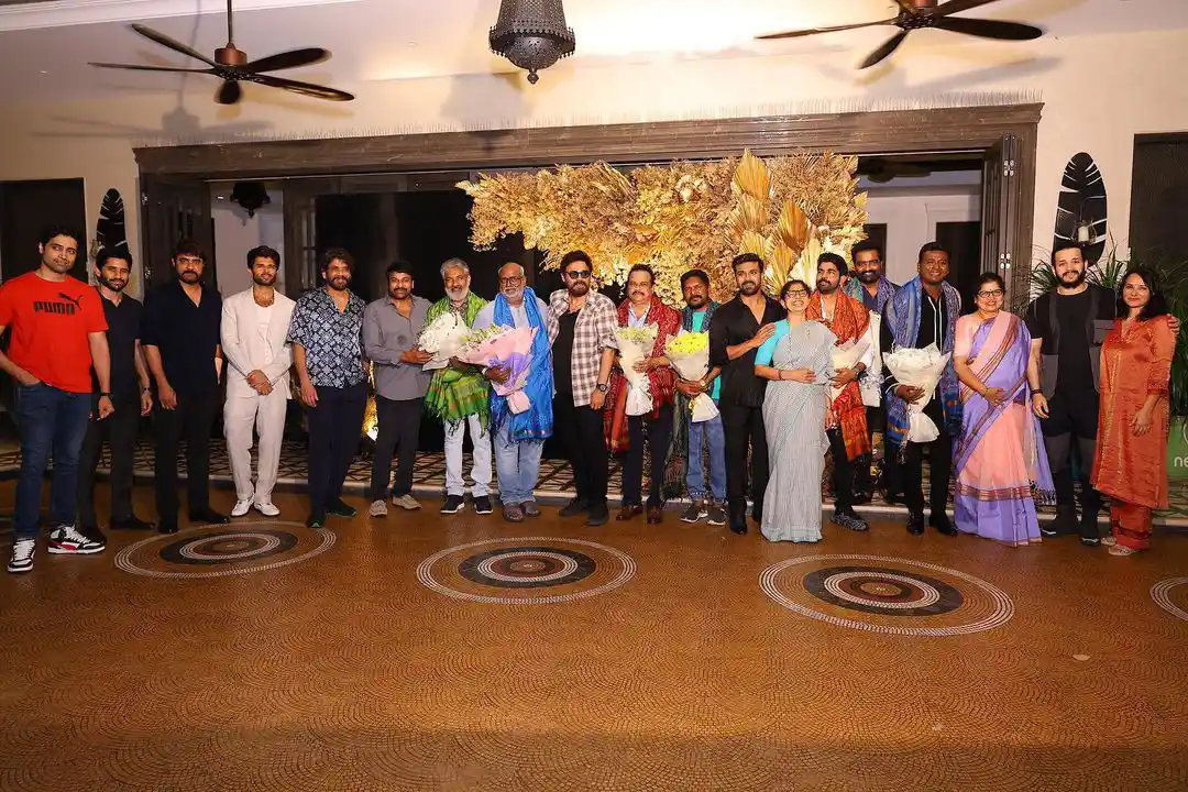 Chiranjeevi felicitate Rajamouli Keeravani and team
